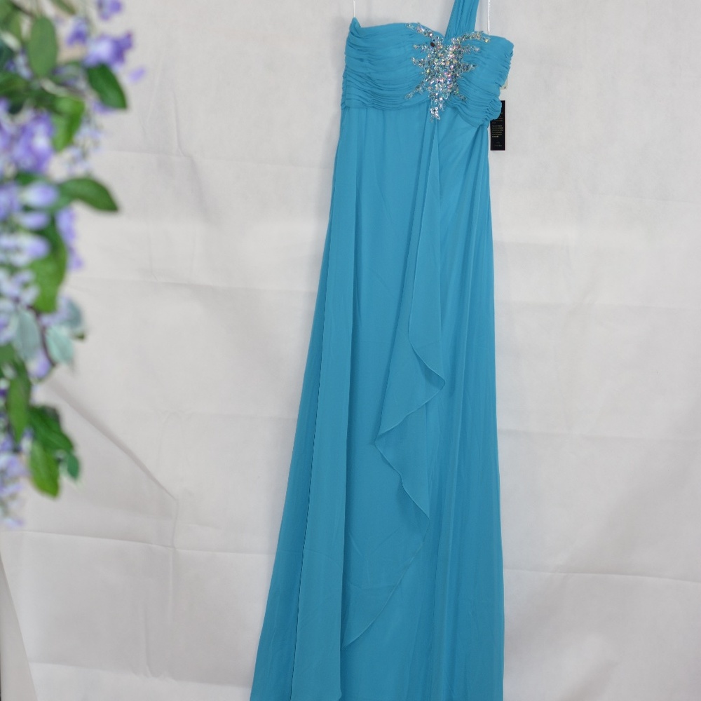 Sequined One Shoulder Long Gown SZ M By NOX NWT